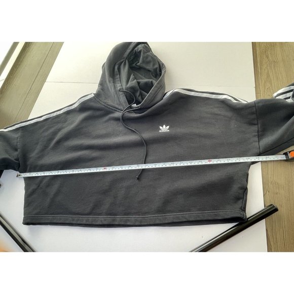 Adidas ADICOLOR CLASSICS CROP HOODIE M Black White Originals Cropped Trefoil - Picture 8 of 10